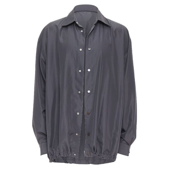 Bottega Veneta dark nylon button anorak shell jacket - Picture 1 of 6